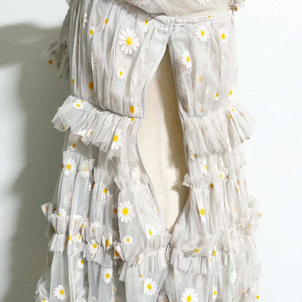 Lace & Beads Tulle Daisy Tiered Mini Dress - Picture 8 of 14